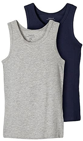 Jungen Nkmtank Top 2p Noos, Grey Melange /Pack:w/ Dark Sapphire, 110 EU