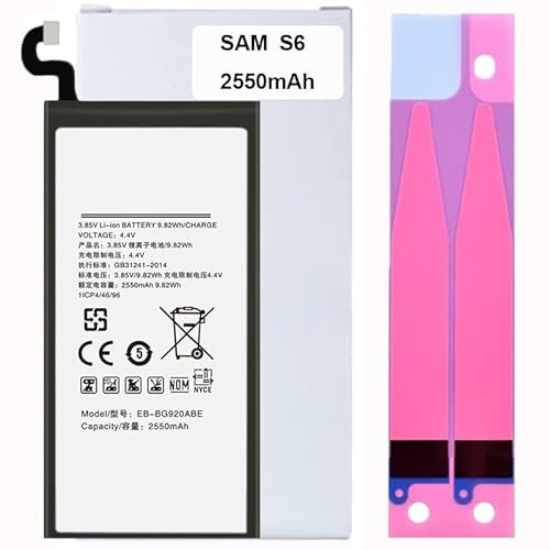 Battery for Samsung Phone Includes Battery Stickers【12 Month Warranty】 (Galaxy S6)