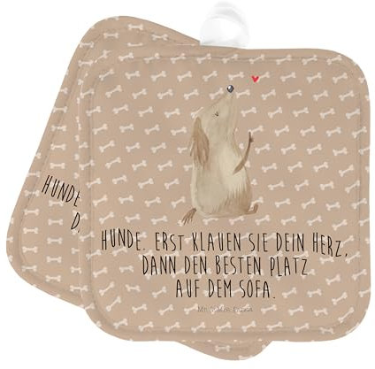 Mr. & Mrs. Panda Topflappen Hund Liebe - Geschenk, Topflappen Set, süß, Hundebesitzer, Topflappenset, Hunderasse, Hunde, Hundeglück, Topflappen