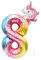 Geburtstag Folienballon Zahl 8 mit Einhorn, 101 cm Regenbogen Luftballons Zahl 8, Helium Ballon Zahl 8, Mädchen Geburtstag Luftballon Deko Hochzeit Jubiläum Fest Party Dekoration - Fliegt mit Helium