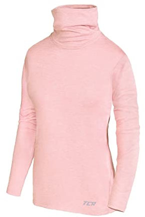 TCA Girls' Warm Up Long Sleeve Training Workout Funnel Neck Thermal Running Top with Thumbholes - Silver Pink Marl, SY 6-8 Years