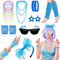 80er Jahre Fancy Kleid Kostüme Zubehör, 80er Jahre Stil Kleider Party Sets für Frauen, Kinder Neon Beinwärmer Halsketten Armband Fischnetz Handschuhe Bogen Stirnband Ohrringe Sonnenbrillen-5