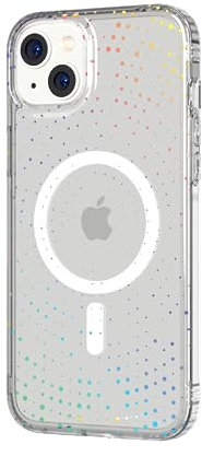 tech21 Evo Sparkle Hülle für iPhone 14 Plus, Kompatibel mit MagSafe, Einfache Telefonhülle, TPU und Antimikrobiall, Transparent/Glitzer, Fallschutz: 3,6m