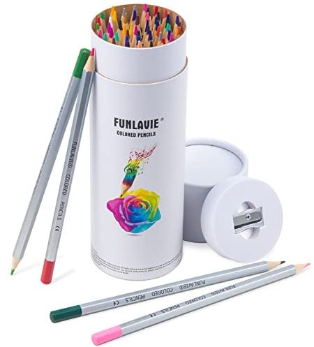 FUNLAVIE Buntstifte Farbstifte 48 Professionelle Holzfarbstifte Ungiftig und ökologisch Kunst Zeichnen Hochwertige Malstifte