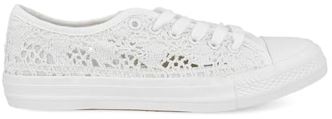 PAYMA - Zapatillas Bambas de Crochet Mujer. Puntera de Goma. Playeras Deportivas Casual y Caminar. Color: Blanco Crochet. Talla EU 38