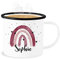 Emaille Becher Blechbecher - Boho Regenbogen I Boho Rainbow - 300 ml - Weiß Schwarz - trinktasse kinder kaffeetasse name kita tasse kinderbecher bohemian personalisierter trinkbecher metalltasse
