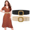 SUOSDEY 2 Stück Stroh gewebter elastischer Stretch-Taillengürtel für Frauen Sommer Boho Wide Waist Dress Band Geflochtene Gürtel, Schwarz+Beige