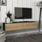 [en.casa] Fernsehschrank Toivakka mit 2 Staufächern Lowboard 135x31x25cm Hängeboard schwebend Schwarz/Eiche