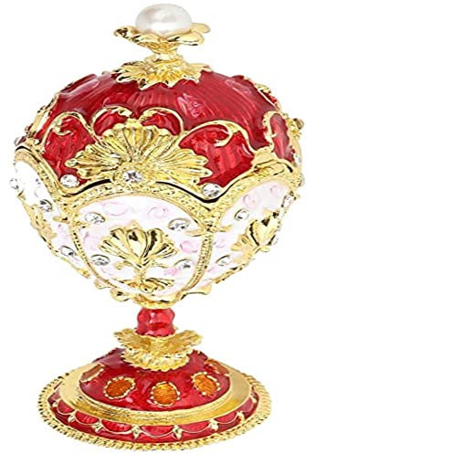 AVFORA Exquisite handgefertigte Fabergé-Ei-Schmuckschatulle – einzigartiger Schmuck-Organizer for Ringe und Ohrringe – aufklappbare Emaille-Box – perfektes Ostereier-Sammlerstück
