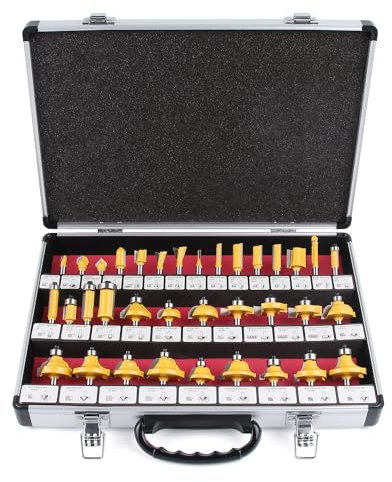 Newdeli Juego de 35 brocas de fresadora con vástago de 1/4 de pulgada con punta de carburo de tungsteno para carpinteros profesionales y principiantes con caja de almacenamiento de aleación de