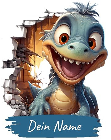 GRAZDesign Dinosaurier Wandtattoo mit Namen personalisiert Dino für Kinderzimmer Junge - Wandaufkleber über Bett & Sofa - 51x40cm
