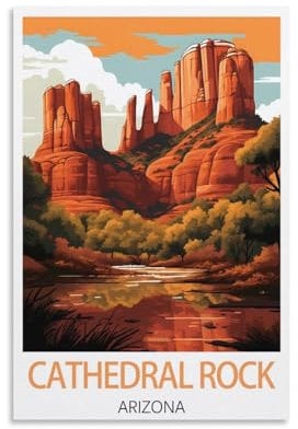 Arizona Cathedral Rock Vintage Reiseposter 40 x 60 cm, Leinwandkunst, Poster und Wandkunst, Bild, Druck, Schlafzimmer-Dekor