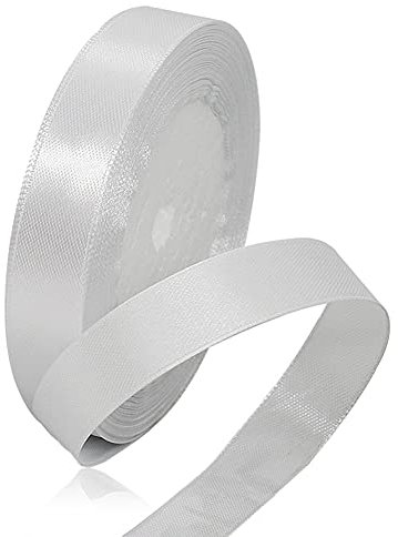 Weiss Satinbands 15mm Breit, 22 Meters weiß Schleifenband, Geschenkband für Geschenkverpackungen, Blumensträuße, Nähprojekte, Schleifenherstellung, Geburtstags- und Hochzeitsdekorationen