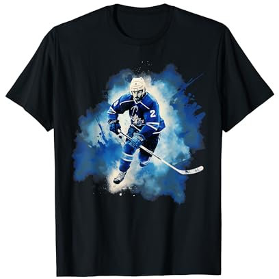 Eishockey Warrior Eishockeyspieler im handbemalten Stil T-Shirt