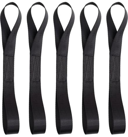 HAPPOW 5 Stück Doppelschlaufen Zurrschlaufen, 20x2,5cm, Extrem Langlebig, Schlaufen, Gurtschlaufen, Haltegurt, Zurrgurte zur Befestigung von Fahrrädern im Anhänger und beim Motorradtransport, Schwarz