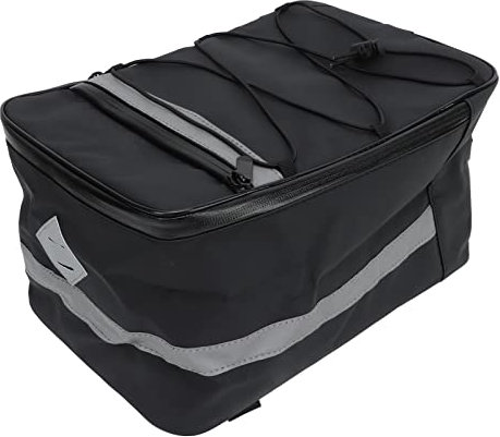 POENVFPO Fahrrad-Gepäckträgertasche, Große Kapazität, wasserdichte Oxford-Gewebe, PU-Leder-Gepäckträgertasche mit Regenschutz für Radfahren Im Freien (15L)