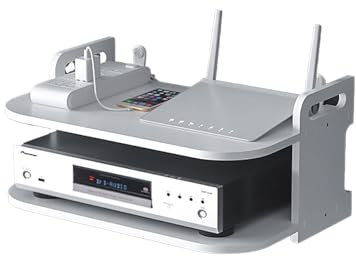 Estante Flotante Blanco Set Top Box Rack Estante de Pared para gabinete de TV Estante,estante flotante multiusos para componentes de TV,cajas de cable,routers,mandos a distancia,consolas de juegos