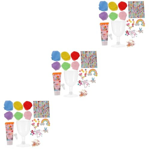 VICASKY 3 Sätze Kreative Handarbeit Eisbecher Kinderhandwerk Bausatz Kinderspielzeug DIY Bunter Bildhauerwerkzeuge Basteln Für Kinder DIY-Spielzeug Für Kinder DIY-Material Ton