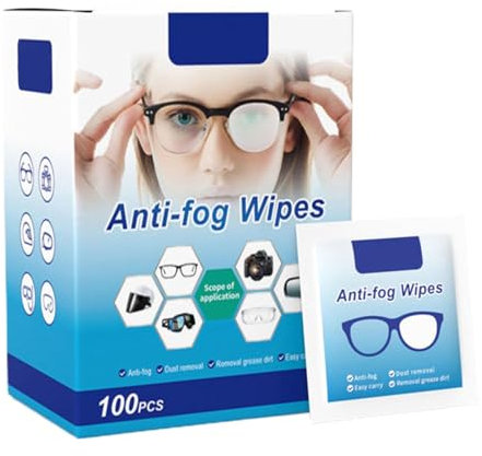 GkgWuxf Lot De 100 Lingettes Anti-buée Pour Lunettes, Lingettes Nettoyantes Pour Lentilles Individuellement Chiffons De Nettoyage Pré-humidifiés, Désembuage Jetables, Lingettes Anti-buée Pour Verres