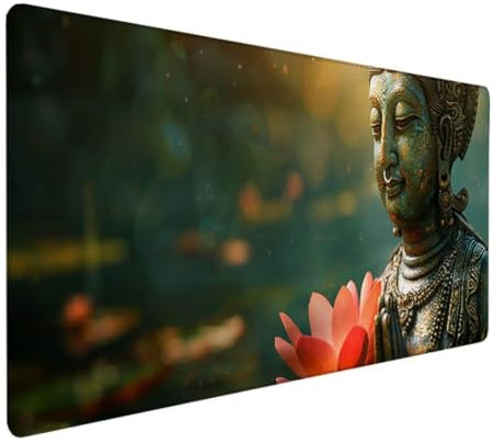 Large Cloth Gaming Mouse Pad, Optimised for Gaming Sensors, Moderate Surface Friction, Non-Slip Mouse Mat, Mac and PC Gaming Accessories, 1200 x 600 x 3 mm Zen lotus U - 5