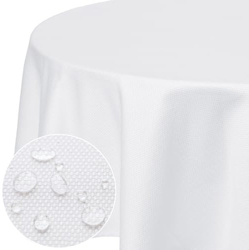 Softalker kleine runde Tischdecke 100 Weiße Tischdecken abwaschbar Jacquard Wasserabweisend Tischtuch Fleckschutz Table Cloth für Outdoor Garten Party Geburtstag Silvester Hochzeit Couchtisch