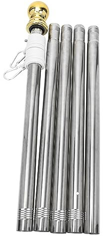 STOBOK 1.9 Meter Stainless Steel Flagpole Outdoor Five-section Rotatable Professional Flag Pole Gold Top for Garden and Yard