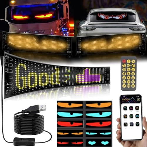Umikk LED Augen für LKW und Auto, DIY Car Dynamic LED Smart Colorful Eye Lamp Soft Screen, Devil Eyes, USB Flexibles Bluetooth App-Steuerungsdisplay, Led Eyes for Car Window (7 X 17.3CM)