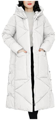 Long Coat for Women Maxi Puffer Jacket Women Longline Padded Coat Long Hoodie Winter Warm Quilted Padded Jacket Hooded Long Parka Coat Down Coat With Removable Hood for Ladies Trench Coat UK Clearance