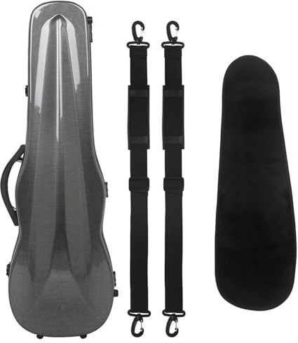 custodia del violino Custodia Per Violino 4/4 Custodia Rigida In Fibra Di Carbonio Per Violino Triangolare Ultraleggera Con Custodia Per Trasporto Igrometro(Black)