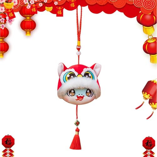 Nbbwwu Décoration du Nouvel An lunaire, animaux en peluche serpent chinois | Danse Lion Chapeau Serpent Peluche Porte-clés Charme - Porte-clés mignon, mascotte, jouet en peluche de Festival