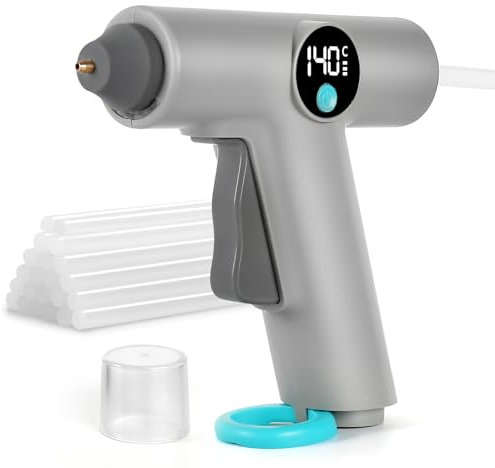Pistola per colla a caldo a batteria, 3,7 V, senza fili, con batteria da 2500 mAh e 22 bastoncini di colla (7 x 150 mm), spegnimento automatico, riscaldamento rapido di 40 S, per fai da te, arti e