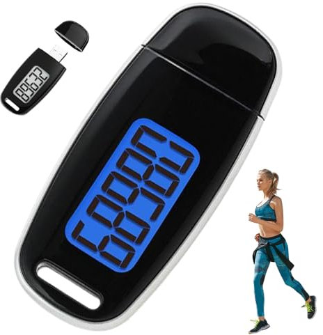 Petomètre 3D pour la marche, podomètre pour la marche, podomètre LCD rechargeable USB avec clip et sangle amovibles, comptoir à pas précis avec rétro-éclairage pour hommes femmes enfants adultes seni