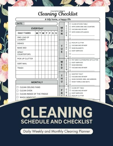 Cleaning Schedule and Checklist: Daily, Weekly, and Monthly Cleaning Planner for a Tidy and Organized Home | 8.5 x 11 Inches, 110 pages