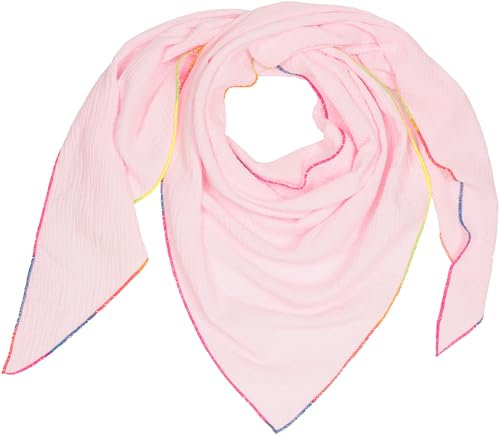 Caspar Damen Dreieckstuch Musselin Schal XXL aus Baumwolle hautfreundlich für die Übergangszeit mit Neon Overlook Rand - Premium Qualität - SC545, Farbe:rosa