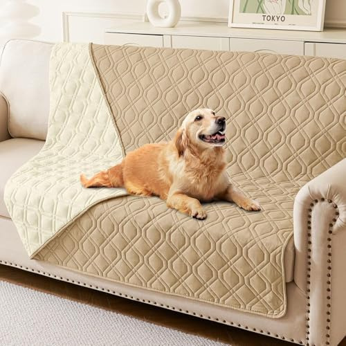 Homaxy Hundedecke Wasserdicht, 203x152cm, Kamel+Beige | Hundematte Outdoor Waschbar, Wendedecke Hunde Decke, Weich Katzendecke für Sofa Couch Bett Unterwegs