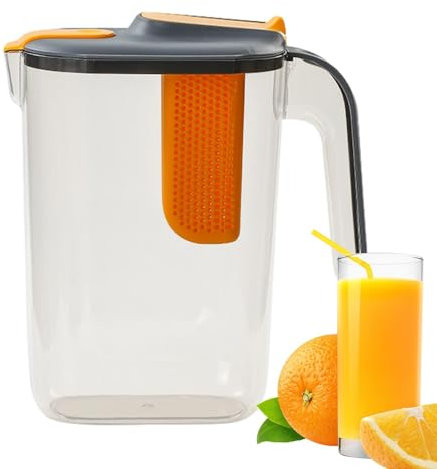 Fruit Water Pitcher Infuser, 2600ml Tea Infuser Jug - Heat Resistant Pitcher, Large Tea Jug Water Infuser Jug for Ice Juice, Drinks, Water, Lemon