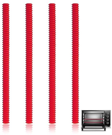 4 Pcs Oven Shelf Protectors,Guards Inside The Rack Covers,Shields Silicone Heat Resistant Child Safety Protection Toaster Baking Edge,Protect Against Burns and Scars,Prevent Hand/Arm Hurt(Red)