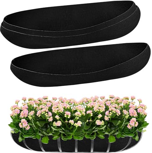 Udewo 3PCS 36 Inch Wall Trough Liners Felt Window Box Liners Fabric Planter Liners Black Flower Basket Liner Non-Woven Hanging Plant Liner for Planters Garden Fence - Avoid Bird Nesting