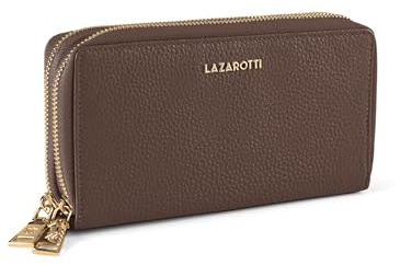 Lazarotti Bologna XL Portafoglio da donna in pelle | 2 grandi scomparti con cerniera, 20 scomparti per carte di credito, portamonete, protezione RFID | 20 x 4 x 11 cm, talpa, taglia unica, Classico