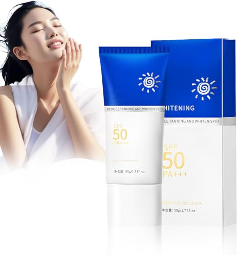 Crème solaire pour le visage SPF 50, écran solaire 50, pour 48 h d'hydratation, crème solaire imperméable, contre les rayons UVA/Uvb, convient pour femme, été, natation, camping, shopping 50 g (bleu