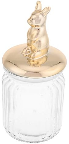 ZUNOXAZ Kaninchenglas Einzigartige Keksdosen Hasenohren Glasdose Zuckerdose Mit Deckel Süßigkeitenglas Dekorglasbehälter Kaninchen-keksdose Bonbons Küchenkanister Transparent Keramik