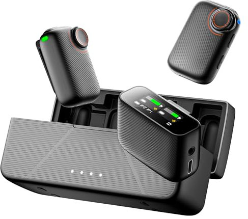 GUOMIS Wireless Microphone, Lavalier Wireless Microphone, AI Noise Reduction, 48 kHz/24 Bit, Endurance 18 H, 250 m Transmission, for Mobile Phones, Computers, Cameras, Interviews