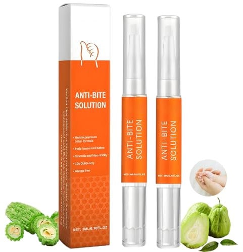 2PCS Anti-Bite Nail Polish for Kids & Adults – Bitter Plant-Based Formula Stops Nail Biting & Thumb Sucking, Quick-Dry Invisible Shield, Portable No-Mess Design