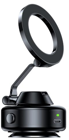 KENO New vacuum suction electric magnetic car phone holder, portable car dashboard folding suction cup phone holder (black)