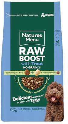 Natures Menu Raw boost No Grain Dry Food for Dogs with Trout - 1,5kg