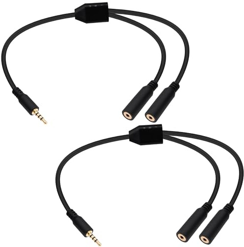 YARCHONN 2,5 mm cavo splitter adattatore 2,5 mm TRRS 1 spina Dual 2 femmina cuffie microfono splitter estensione cavo audio cavo cavo -30 cm / 11,8 pollici - 2 pezzi
