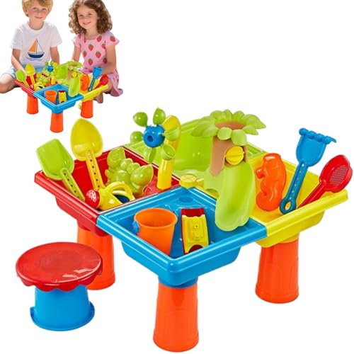 Table Sensorielle Eau, Table D'Activité Eau Et Sable, Tables De Plage Pour Avec Bac À Sable Et Eaus, Jeux D'eaus En Extérieur Avec Tables De Jeux, Jouets Sensoriels Éducatif Jardin Intérieur Extérieur