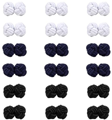 TRKETK 18 Stück Manschettenknöpfe Set Elegante Manschettenknöpfe Herren und Damen Stoff Knoten Manschettenknöpfe Set Wiederverwendbar für Hochzeit Tanzparty Geschäftliche und Private Anlässe