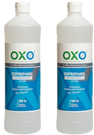 Reinigungsmittel 99,9% Elektronikreiniger Isopropylalkohol IPA-Reinigungsalkohol für Haushalt, Glas und Elektronik Made in Germany 1 Liter 2er Pack