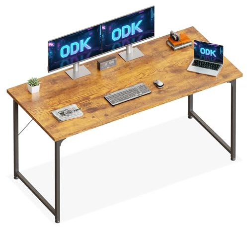 ODK Schreibtisch Groß, 160 × 55 cm, Computertisch, Bürotisch, Braun | Großer Tisch mit geräumiger Arbeitsfläche, PC Tisch für Homeoffice und Arbeitszimmer